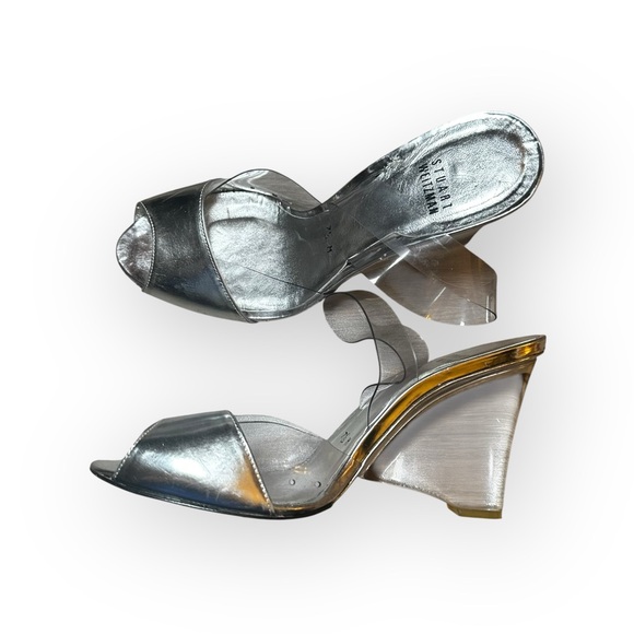 SOLD - Clear Wedge Glass-like Heel by Stuart Weitzman, Size 7.5 Y2K Wedges - Picture 4 of 4